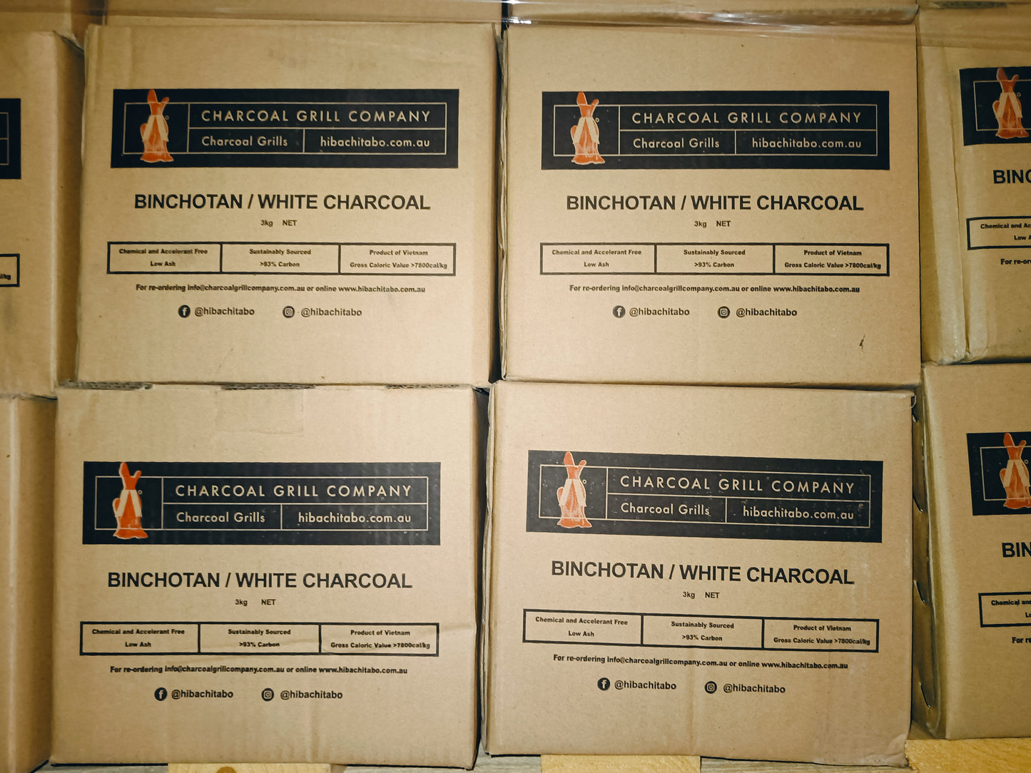 4 x 3KGs Binchotan Charcoals (one box for FREE)