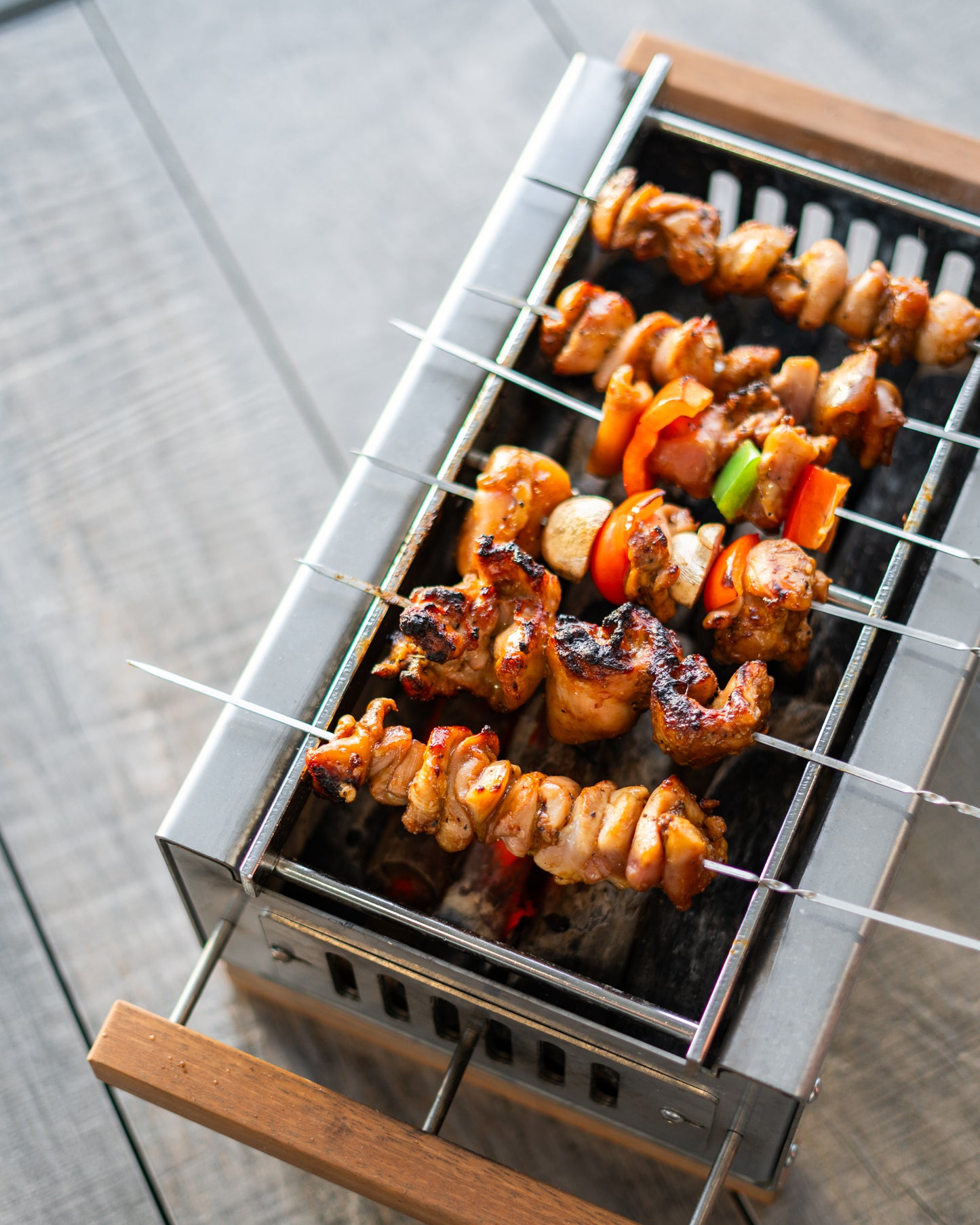 Hibachi Tabo Compact Grill - with yakitori rail and a Large Mesh Grill and Stainless Steel scoop