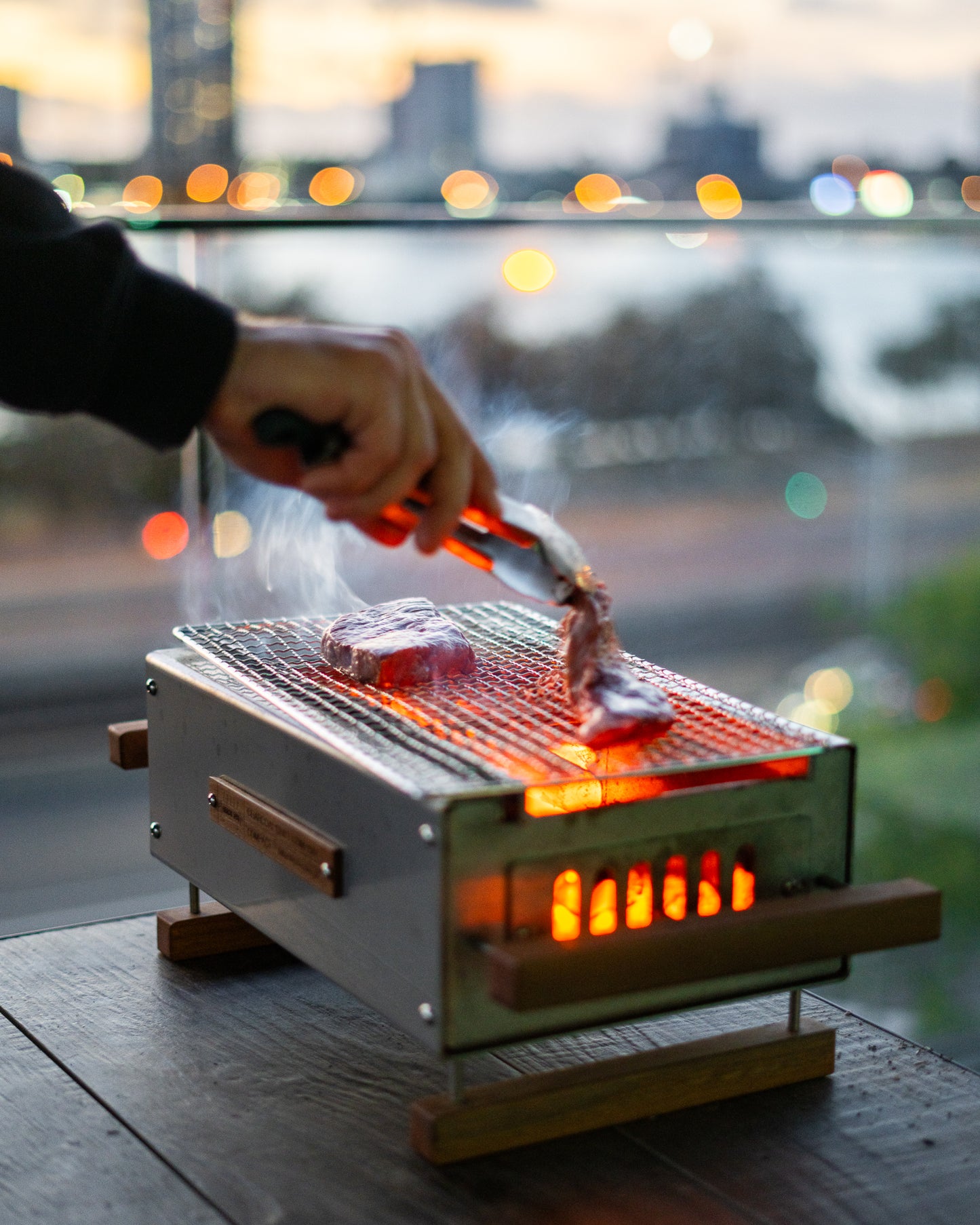 Hibachi Tabo Compact Grill - with yakitori rail and a Large Mesh Grill and Stainless Steel scoop