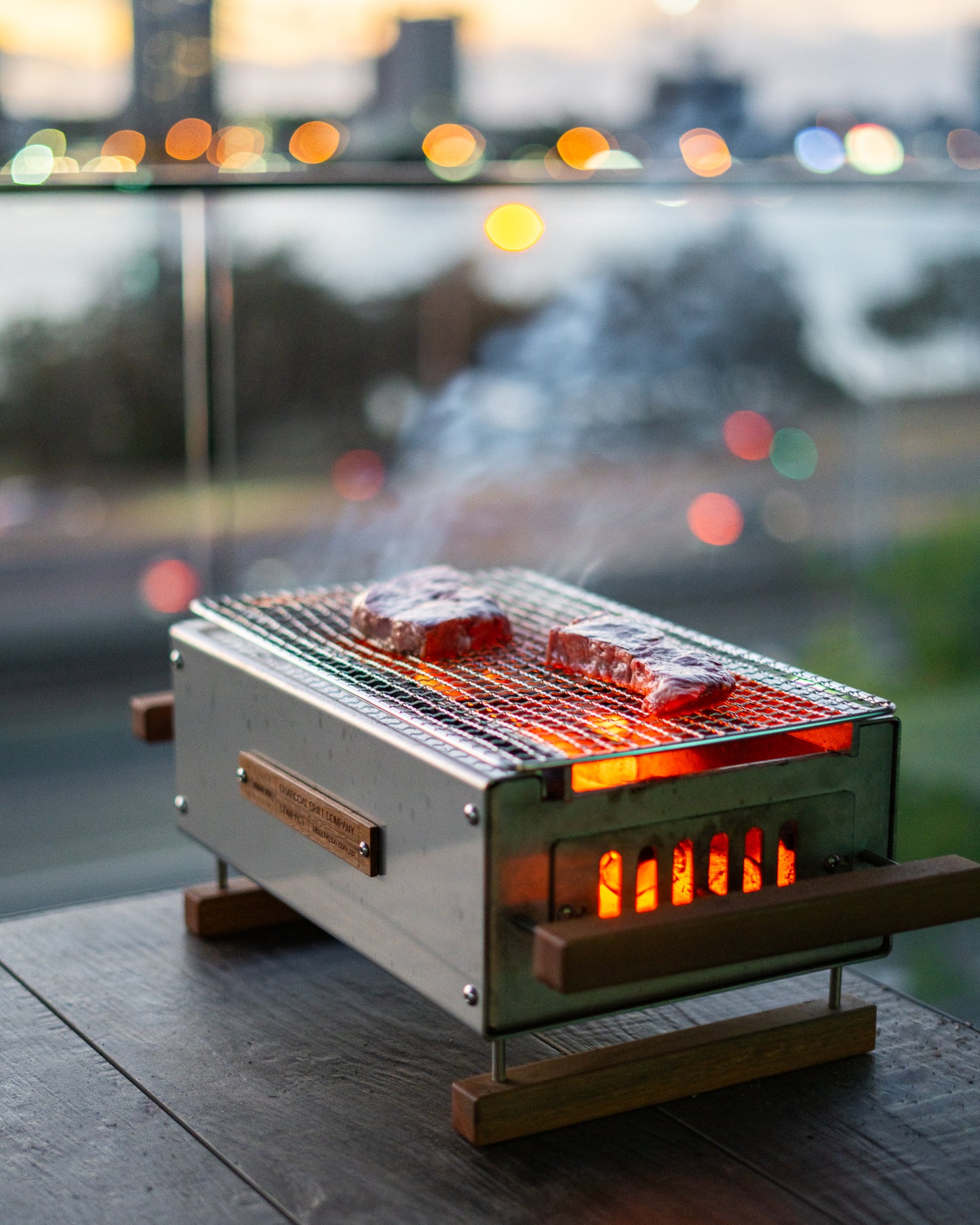 Hibachi Tabo Compact Grill - with yakitori rail and a Large Mesh Grill and Stainless Steel scoop