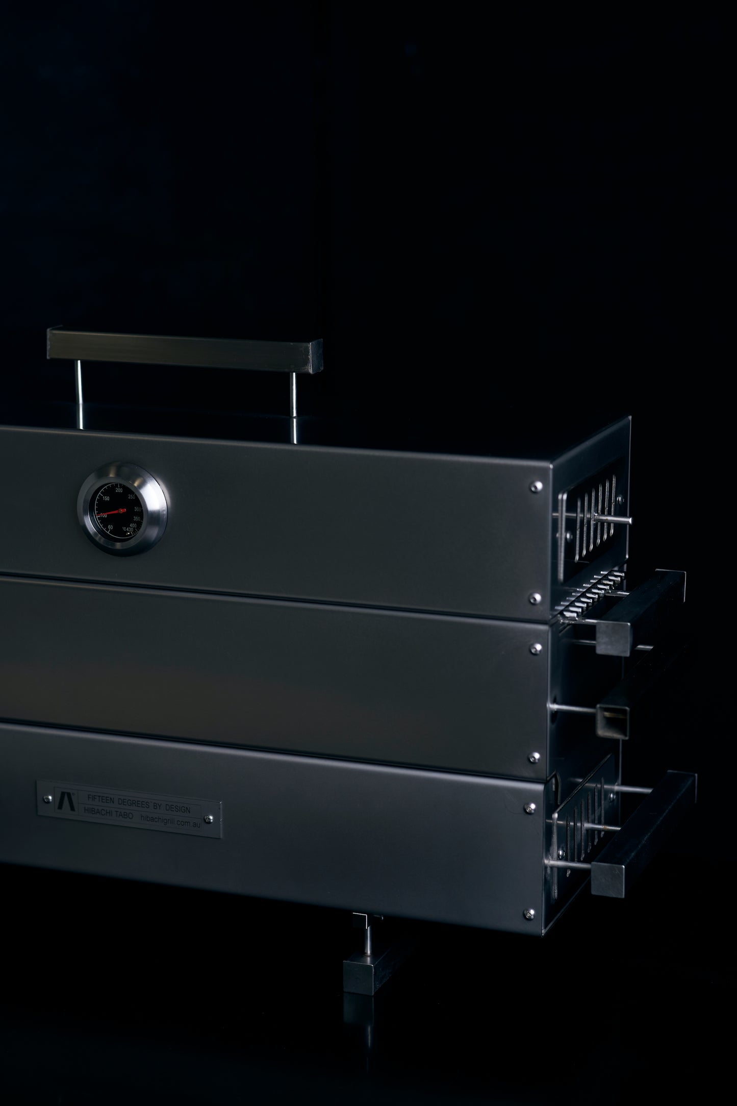 Hibachi Tabo Commercial Extension System including Grill - with thermometer, 2 stainless platters and insulating platter
